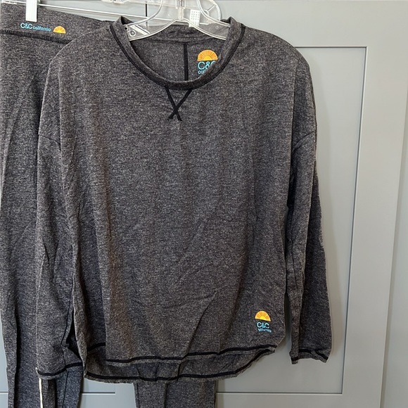 NWT{C&C California}Sz M 2 Pc Blk Heather Loungewear - Picture 2 of 13